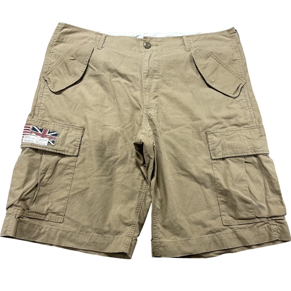 Denim & Supply Ralph Lauren Shorts Mens 36 Brown Cargo 12" Inseam Flag USA